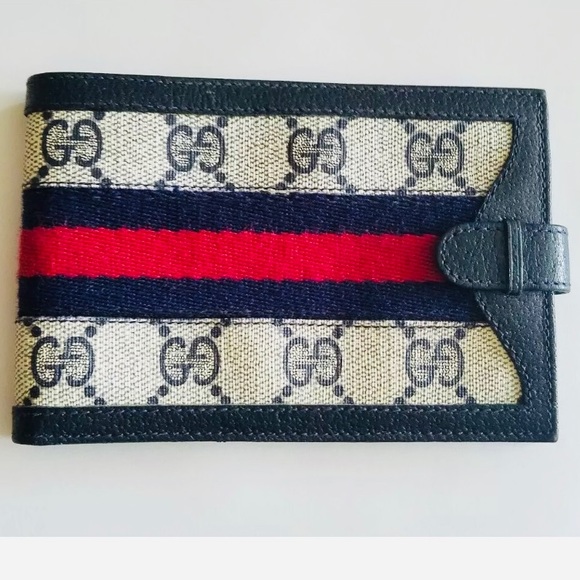 Authentic Gucci Wallet Canvas Leather Navy Blue - Picture 1 of 6
